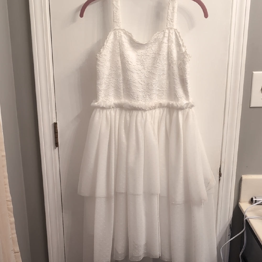 Speechless White Tiered Scoop Neck Flower Girl Dress Size 14